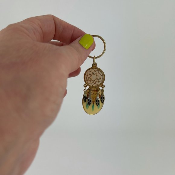 VINTAGE 🪶 DREAM CATCHER KEYCHAIN . DREAMCATCHER FEATHER NATIVE VIBE KEY RING - Picture 11 of 12